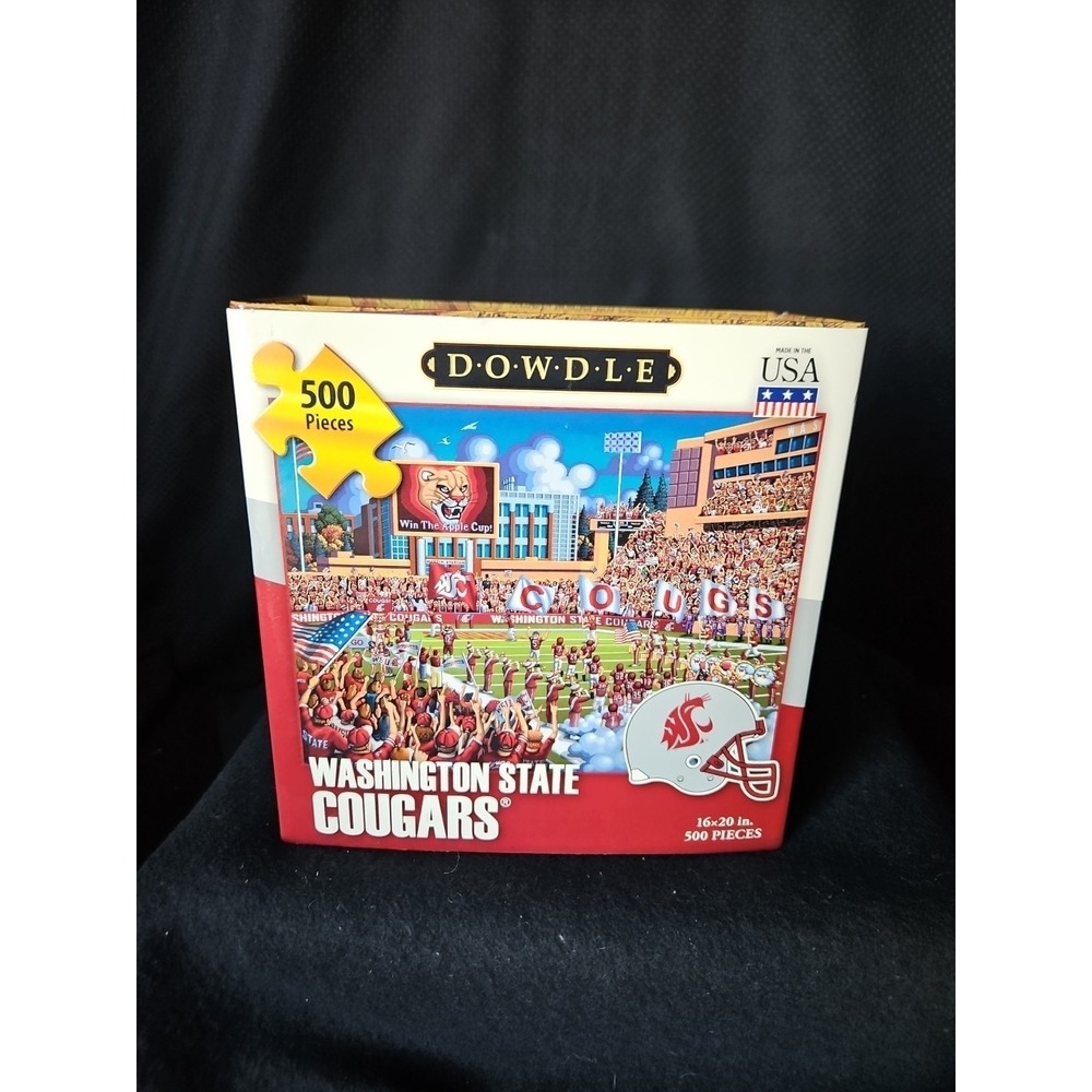 DOWDLE FOLK ART JIGSAW PUZZLE WASHINGTON STATE COUGARS 500 Pieces 16" X  20"